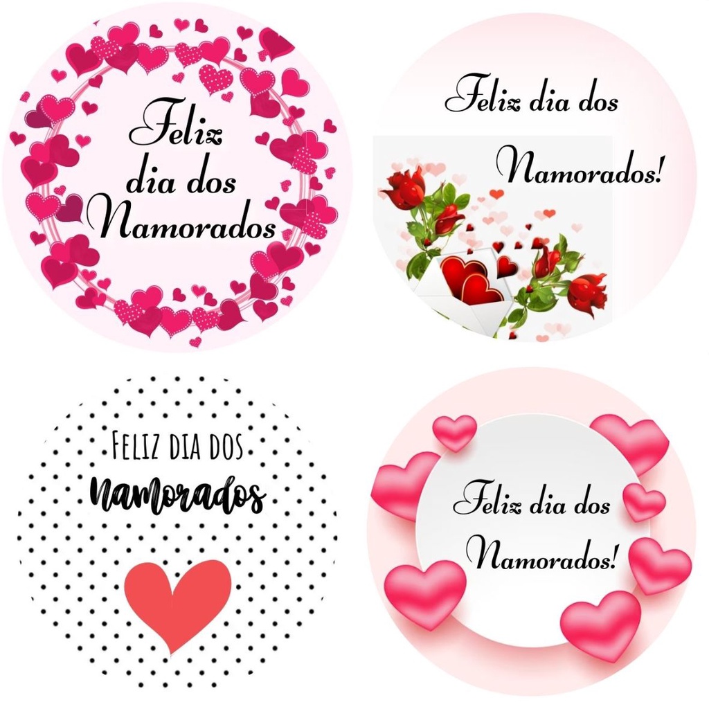 Adesivos dia dos namorados 5cm circular Papel Adesivo glossy | Shopee ...