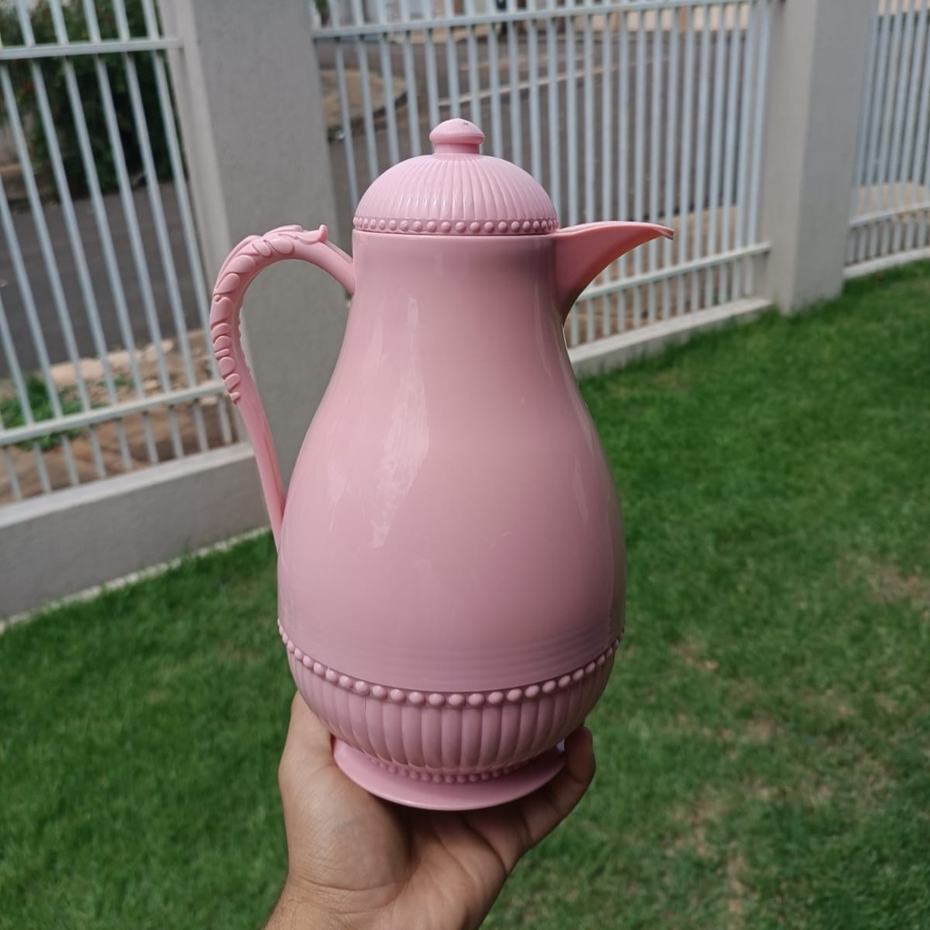 Garrafa Térmica Rosa De Mesa Café Chá Água Vintage 1Litro