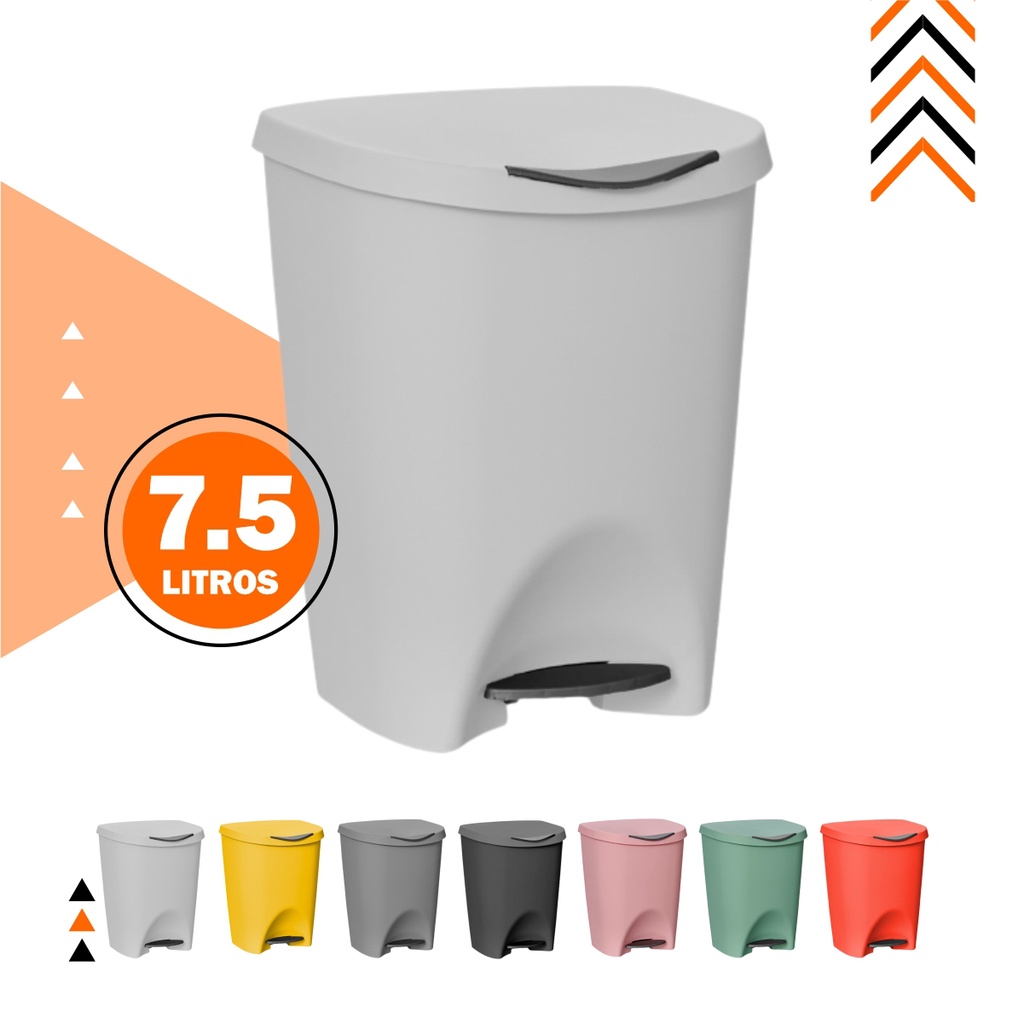 Lixeira Escritorio Cozinha Banheiro C/ Pedal 7,5l Plast.