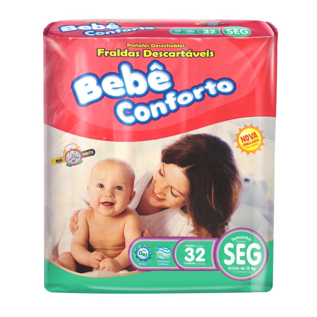 Fralda infantil Noturna (Dia & Noite) Bebê Conforto XXG 32 unidades ...