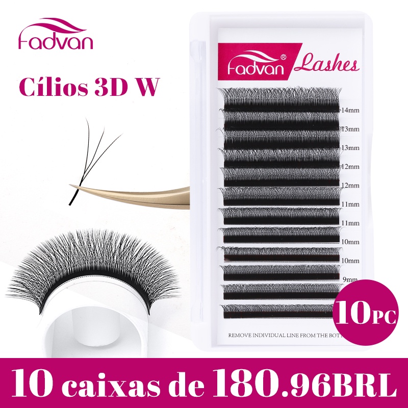 FADVAN 10 Bandeja/set 3D W Shape Style Extensões De Pestanas Premade Volume Ventiladores Venda Por Atacado