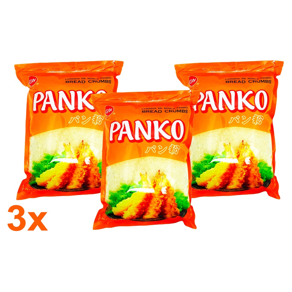 3 Farinha Panko Mistura Flocada Para Empanar GW ou Zenchi 1kg Nature