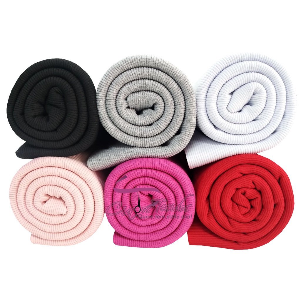 Tecido Punho Ribana com Elastano 1M de Largura (1m X 20cm) - Tubular ...