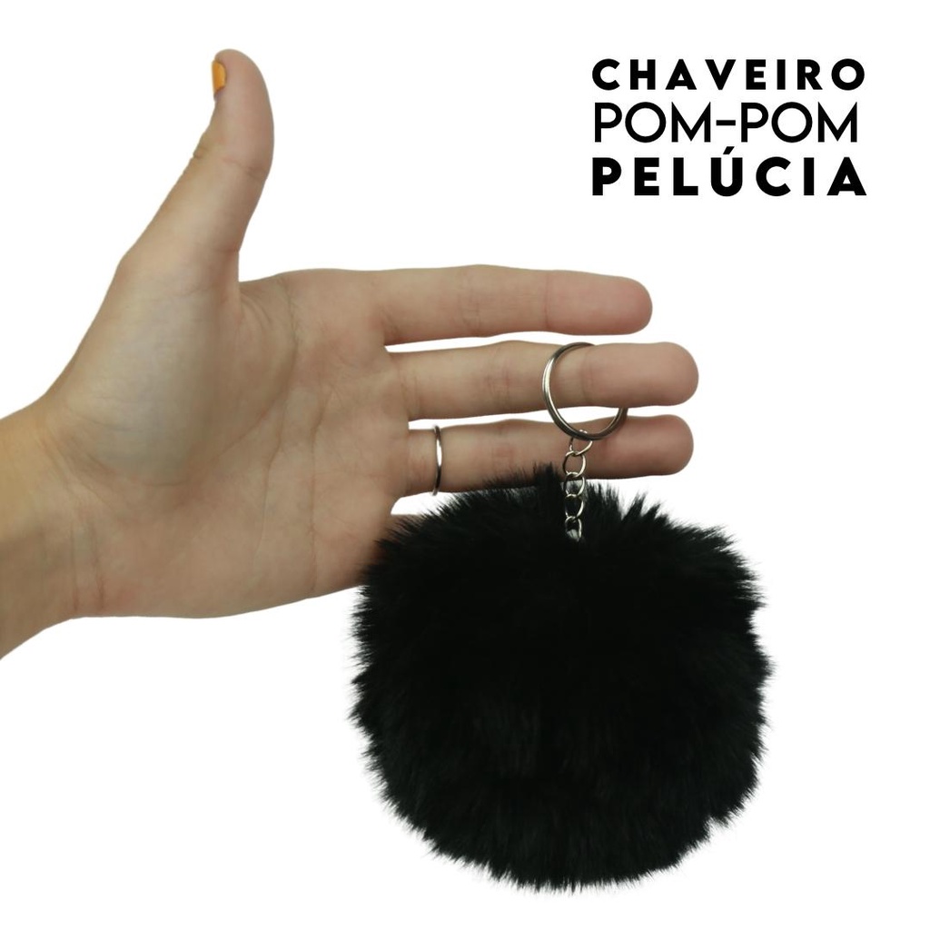 Chaveiro Pompom Pelúcia Preto 100mm 01 Unidade Nybc Shopee Brasil