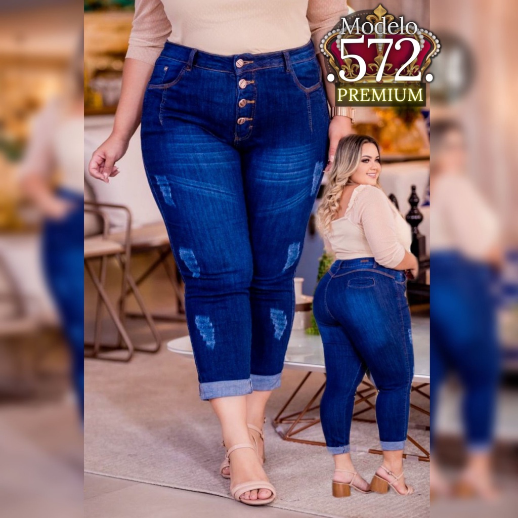 Calça Jeans Feminina Plus Size com Elastano Grande no Tamanho 50