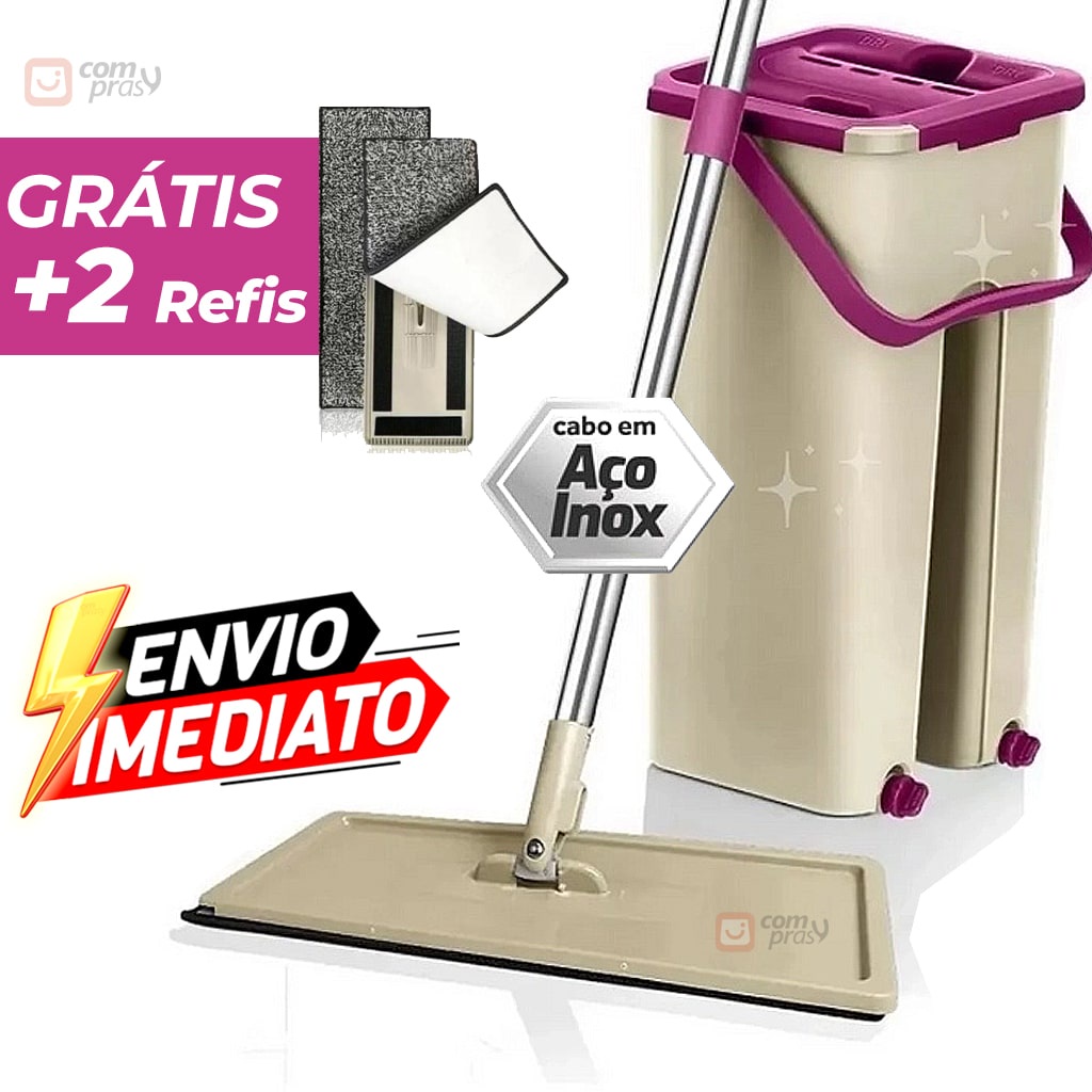 Rodo Flat Mop E Balde L Lava E Seca Profissional Cabo Inox Com Refil Shopee Brasil