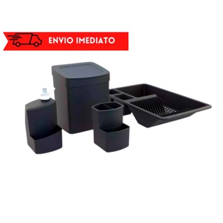 Kit Organizador De Pia 4 Peças Cor Preto