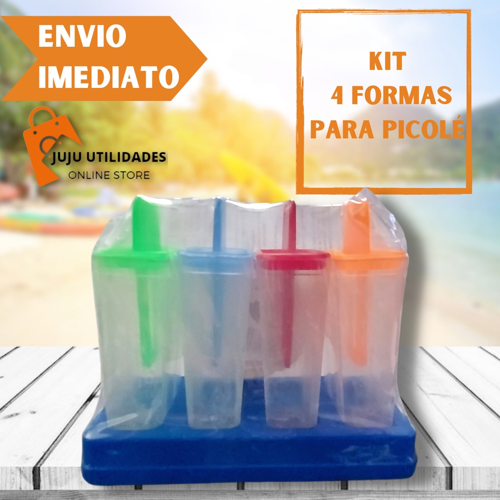 Forma Picole Kit 2 Unidades Com 8 Potes De 50 Ml B Sorvetinho Vários  Sabores Picoleteria Para Diversão Das Crianças no Verão