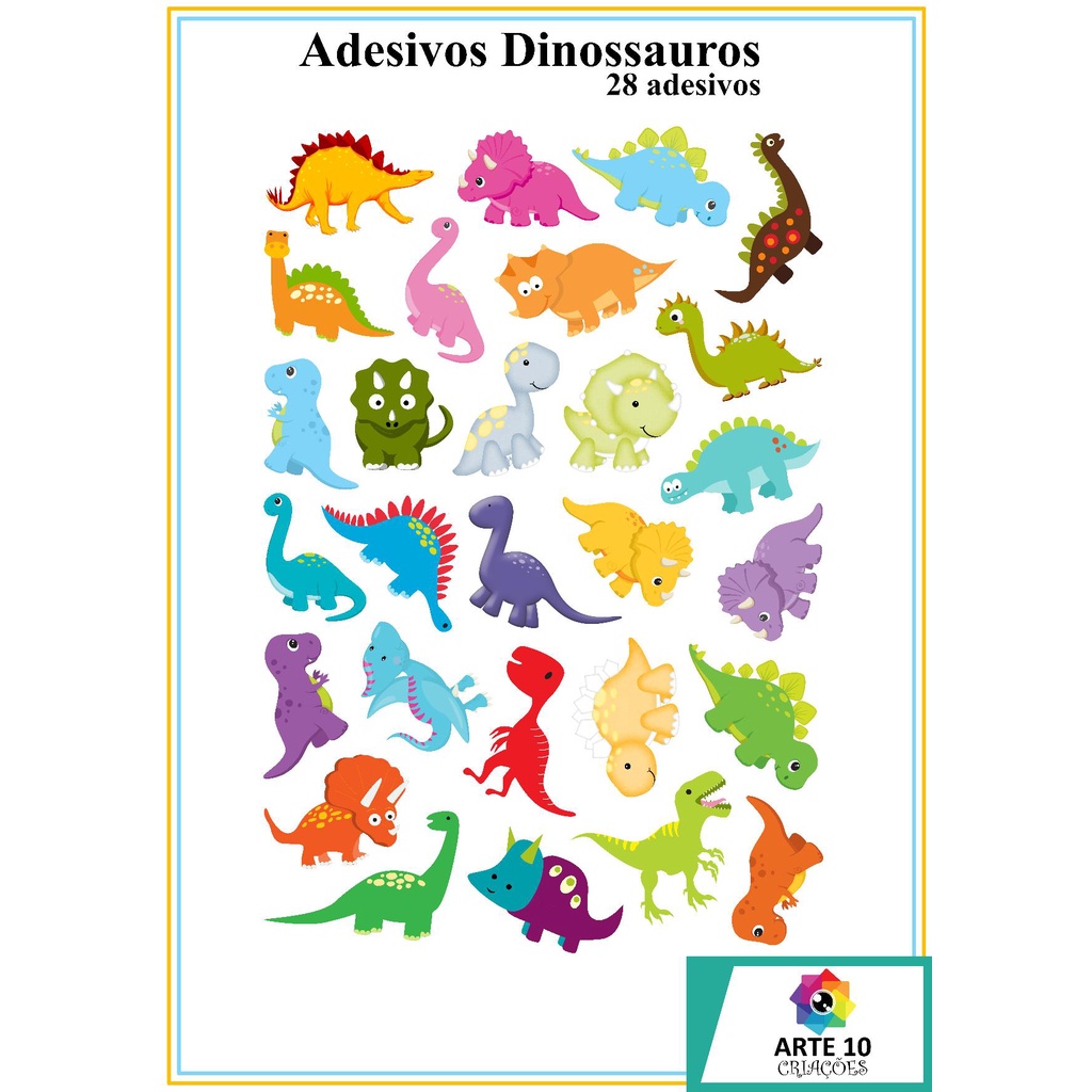 ADESIVOS DINOSSAUROS AUTO COLANTE -CARTELA | Shopee Brasil