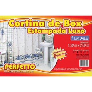 Cortina Box Estampada Moderna Resistente 1,38x2,00m Banheiro Envio Imediato