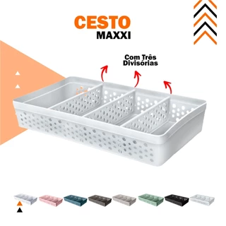 Cesto Organizador Com 3 Divisórias Removivel PREMIUM Para Armários - Bijoteria - Calcinhas - Maquiag