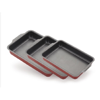 Conjunto de Assadeiras Forma Antiaderente Bolo Retangular Alta Com Aba Nº 1 a 3 Vermelho