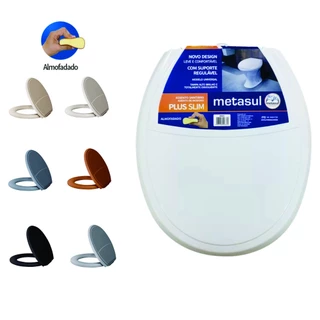 Assento Sanitário Almofadado - Modelo Oval e Universal - PLUS SLIM - Metasul - Diversas Cores - Tampa de Vaso