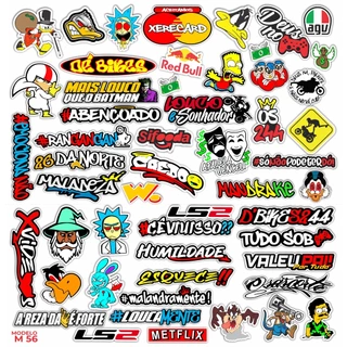Cartela de adesivos 56 unidades - para Bike Carro Moto Capacete impreshow
