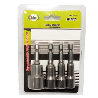 Jogo de Soquetes P/ Parafusadeira Magnético 4pcs 8 a 17mm