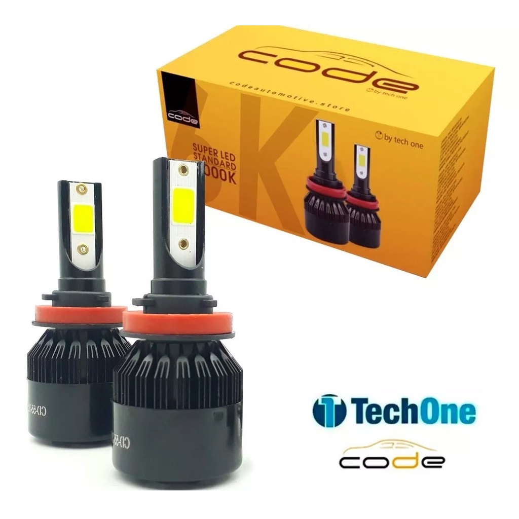Kit Super Led Code Tech One 6000k 12v H1 H3 H4 H7 H8 H11 Hb3 Hb4 H27 Universal Foco Maximo