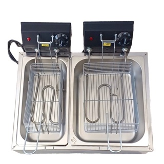 Fritadeira elétrica 9 litros profissional inox 2 cubas