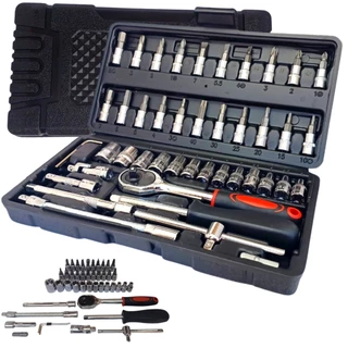 Kit Ferramentas 46 Chave Catraca Jogo De Soquetes Allen Torx Ferramentas mais maleta