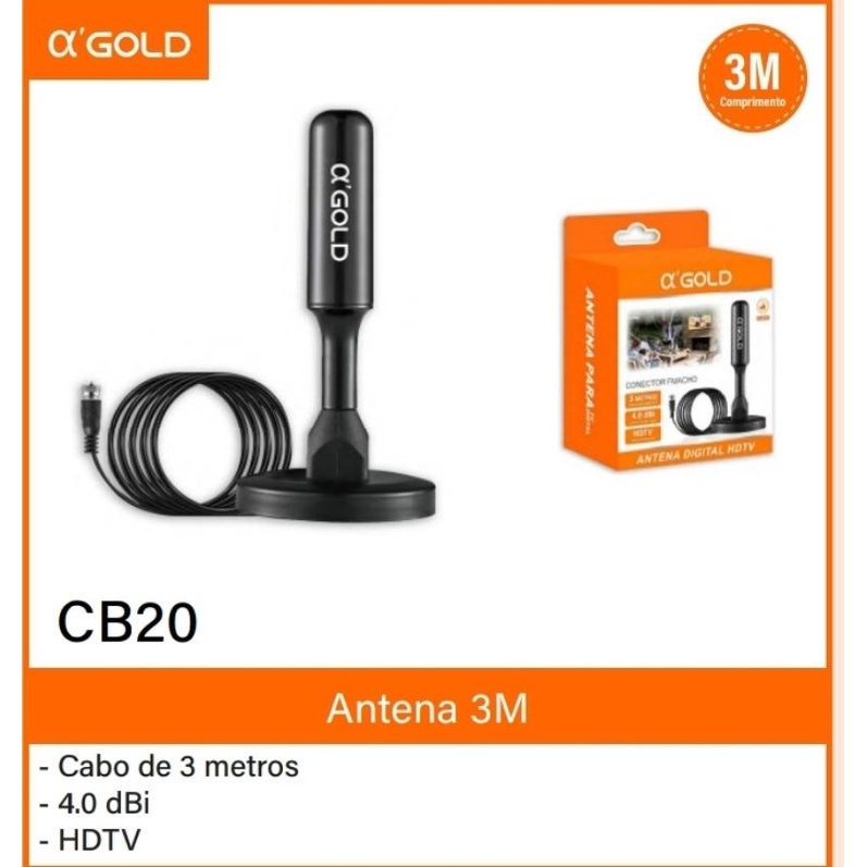 Antena Conversor Digital Cabo 3 Metros O'gold Cb20-RS | Shopee Brasil