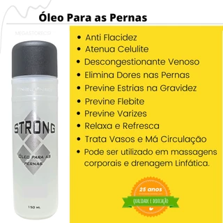 Óleo Strong New Connect Cosméticos Original 150ml - Dores e Cansaço nas Pernas, Previne EStrias, Ativa a Circulação, Ideal para Massagens Relaxantes