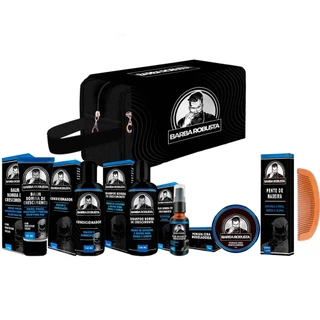 kit Barba de Shampoo Condicionador Balm Óleo Cera Pente necessaire