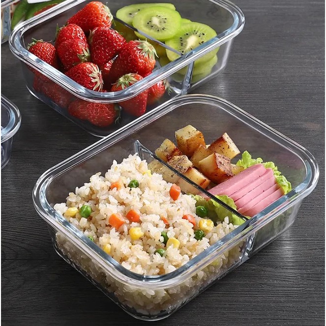 Pote Hermético Marmita Com Divisória 1010ml Vidro Resistente Tampa com Travas