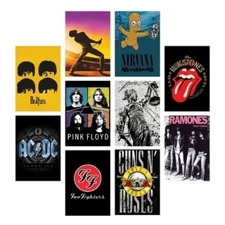 kit 10 Quadros Decorativos de Rock