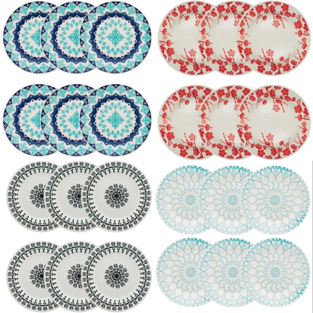 Jogo de prato raso jantar cerâmica 12 ou 6 unidades Biona 24cm. TD