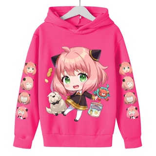 Anya e Bond Forger com capuz estampado feminino, pulôver anime fofo,  família Spy X, tops com capuz casual kawaii, outono e inverno