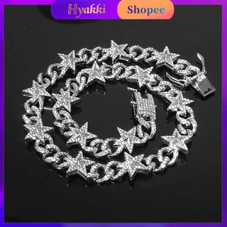 HYAKKI Colar masculina hip hop corrente masculina Cubana Cadeia masculina Diamante Pulseira feminino