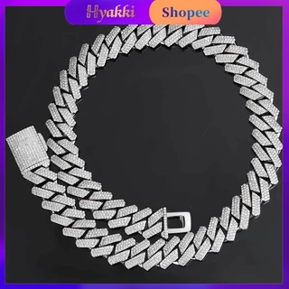 HYAKKI Diamante Colar masculino 20mm Hip-hop Iced Cubana Corrente masculina pulseira colar feminino