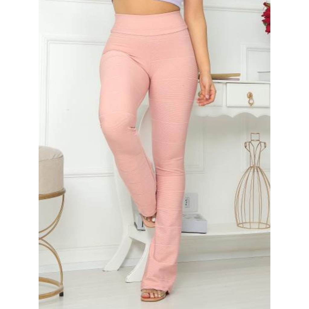 Calça Plus Size GG, XG, G1 Modelo Flare De Malha, Feminina Cintura