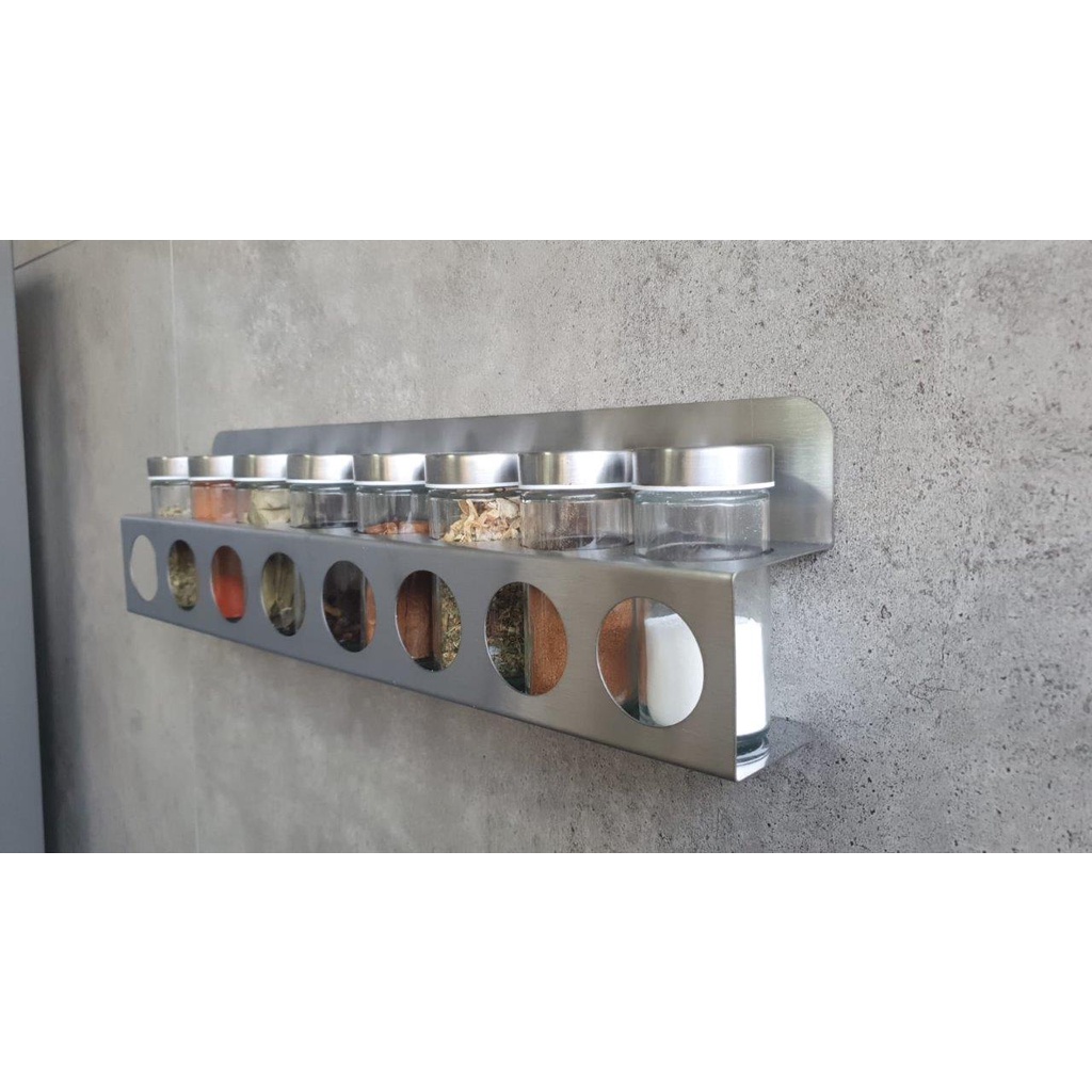 Porta Tempero Condimentos Cozinha Inox Parede 8 Potes | Shopee Brasil