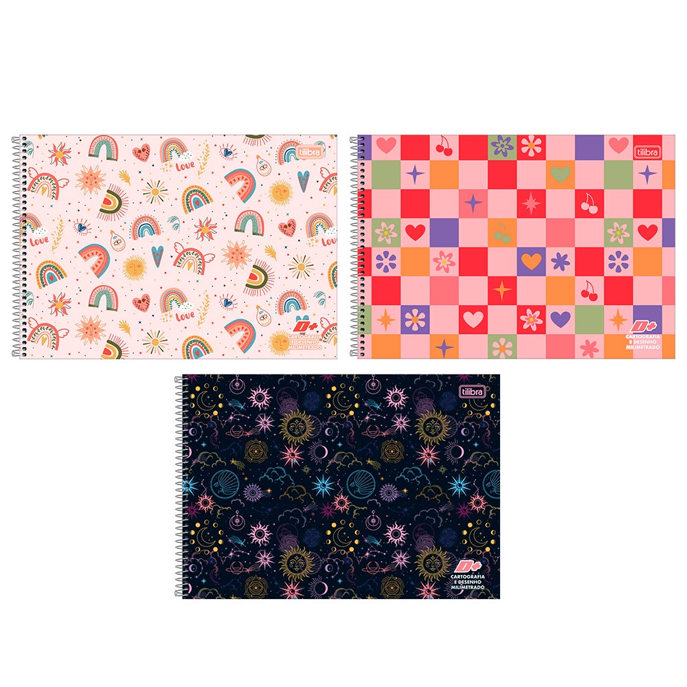 CADERNO DE DESENHO MM D+ TILIBRA 96 FLS FEMININO ESTAMPA DIVERSA