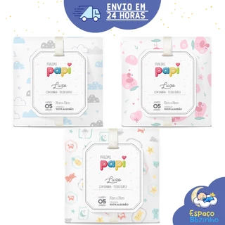 Fralda Luxo com Bainha Tecido Duplo Papi Estampada 5 Unidades em Oferta na Shopee