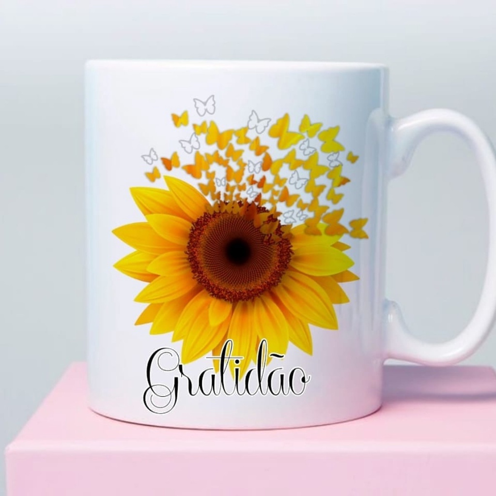 Caneca personalizada girassol gratidão | Shopee Brasil
