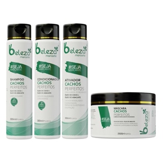Kit Beleza Marcante Cachos Ondulados e Cacheados Shampoo Condicionador Ativador Máscara