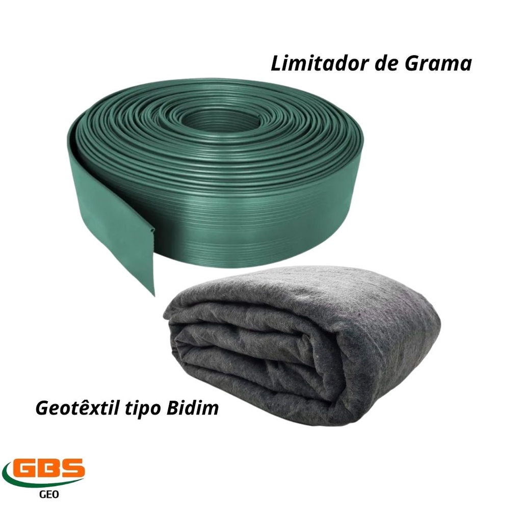 Limitador Separador Grama 50 Metros + Manta Geotextil 20m² Jardim