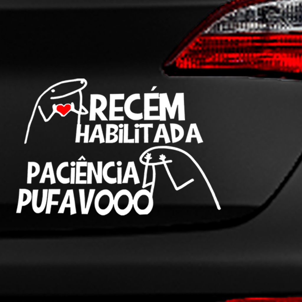 Adesivo pra carro Recém Habilitada(o) meme palito Decoração