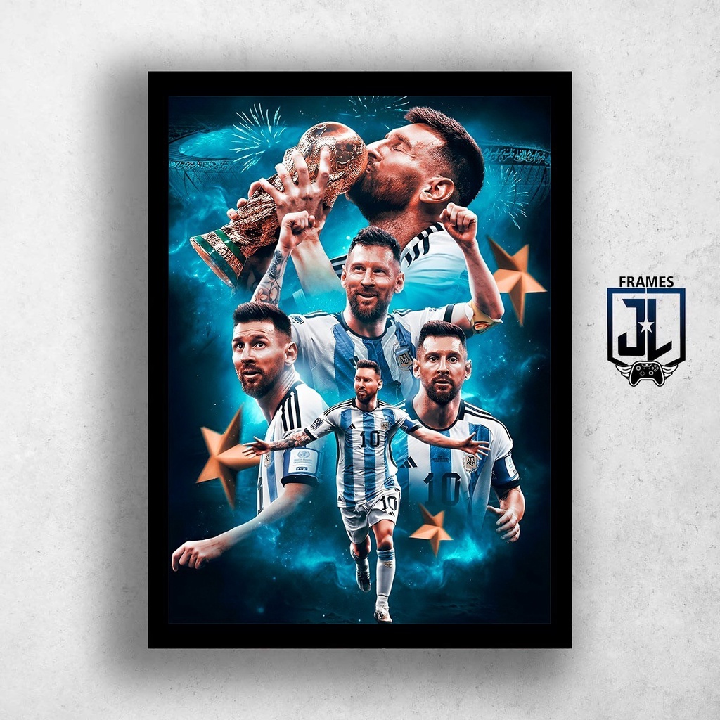 Quadro decorativo1 peça 40x60 Messi jogador de futebol para sala