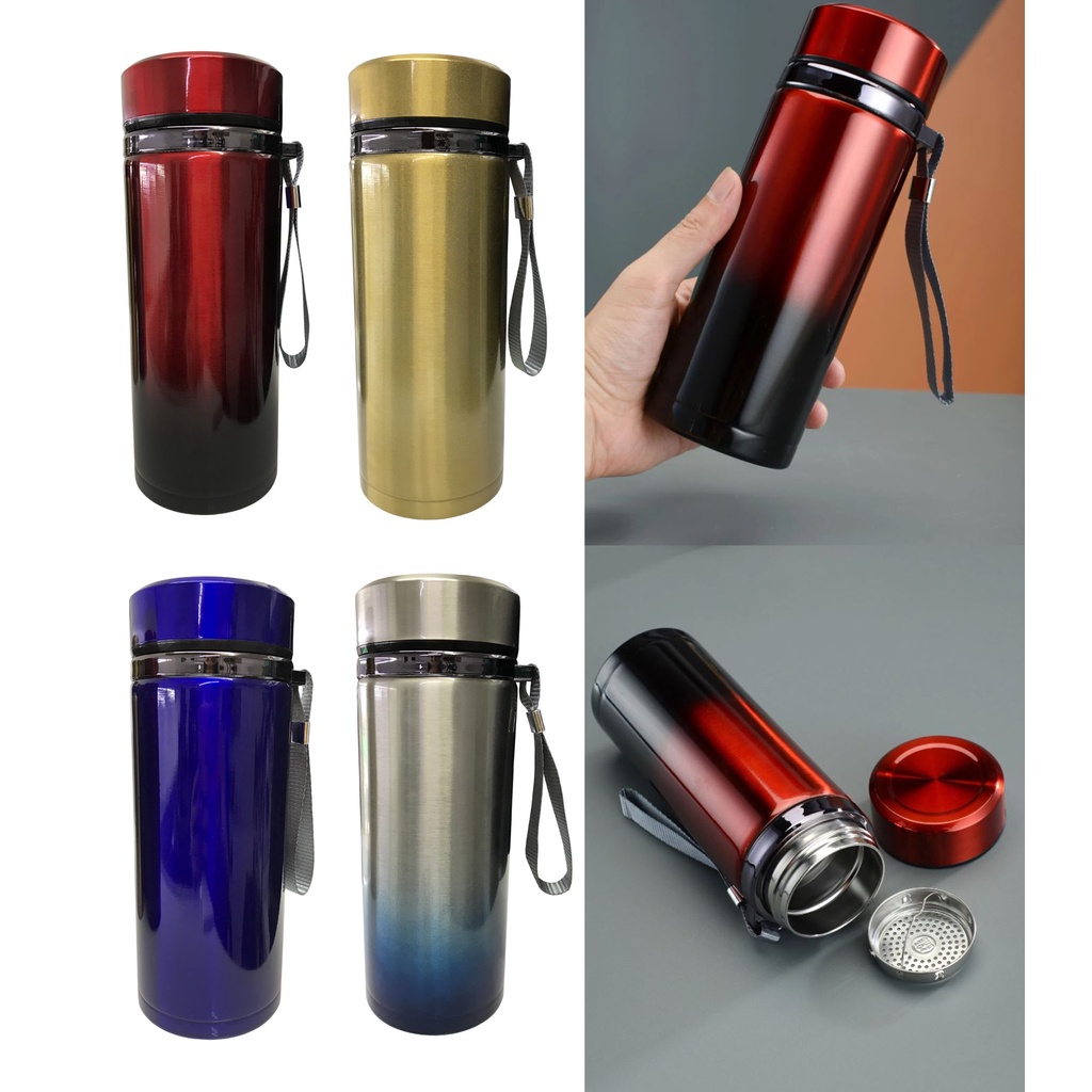 Garrafa Térmica Aço Inox Com Filtro De Chá 800ml Quente Frio Café Água Bebidas Resistente Qualidade