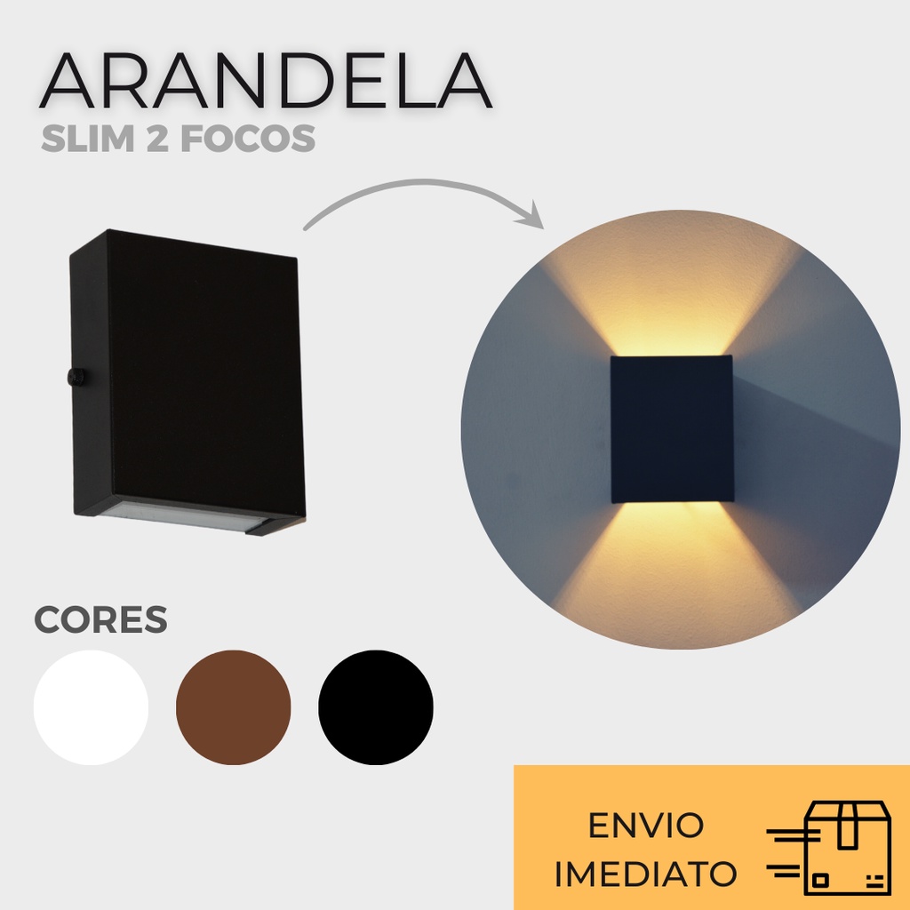 Arandela Slim 2 Focos Luminarias Parede Muro Interna Externa