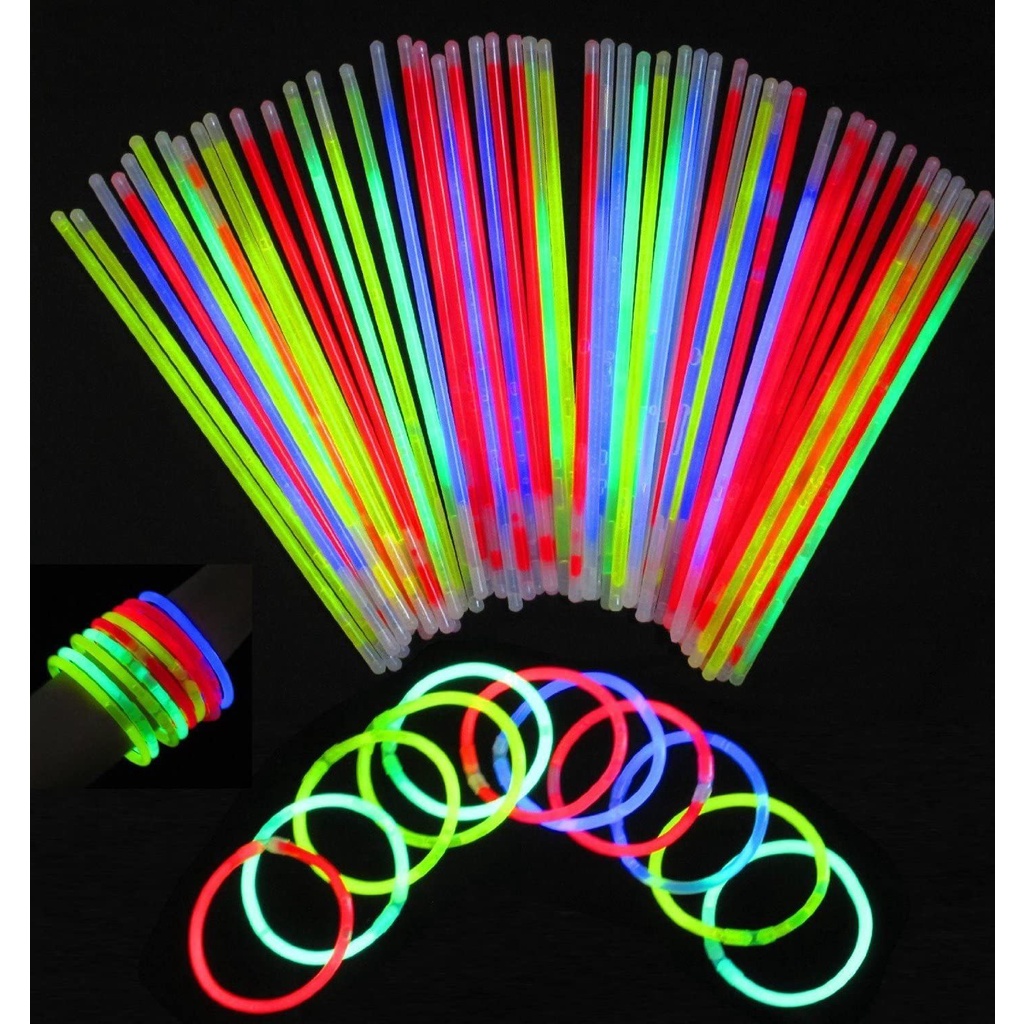 Kit Com 100- 200 e 300 Pulseiras Neon Alto Brilho Fluorescente P/ Festa Balada Coloridas Brilha no Escuro Acompanha Conectores