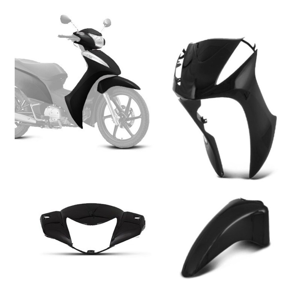 Kit Carenagem Biz 125 3 Peças Ano 2013 Preto
