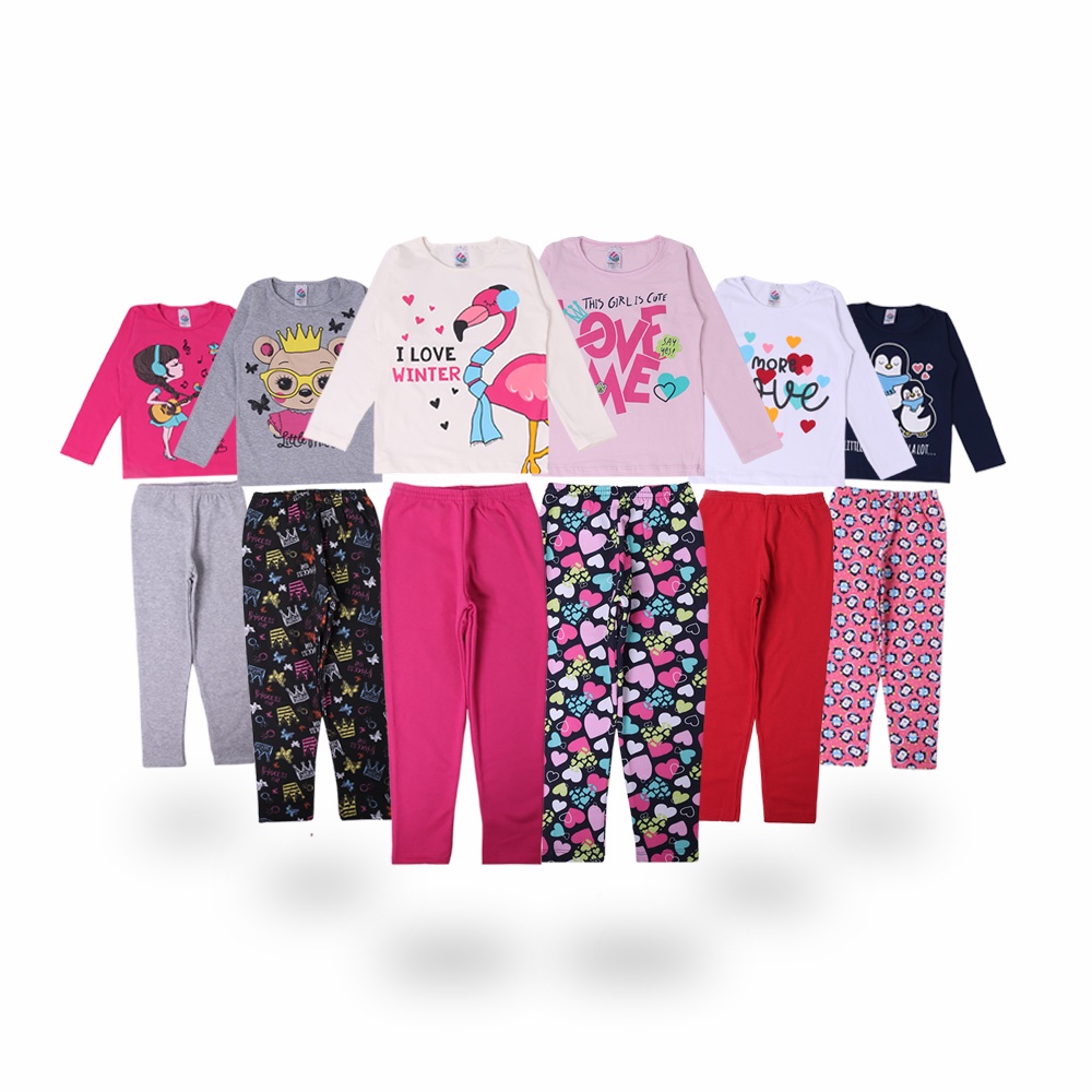 Kit Lote 6 Conjunto De Menina Roupa Infantil Feminino