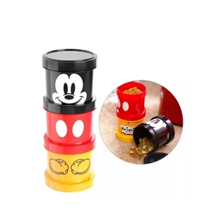 Conjunto de Potes Rosca Empilhável Porta Condimentos Tempero Treco Mickey Plasútil