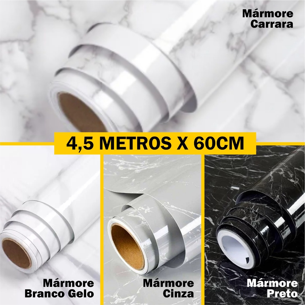 Papel de Parede PREMIUM Marmore Rolo 4,5 METROS x 60 cm Autoadesivo Sala Quarto Cozinha Pia Mo