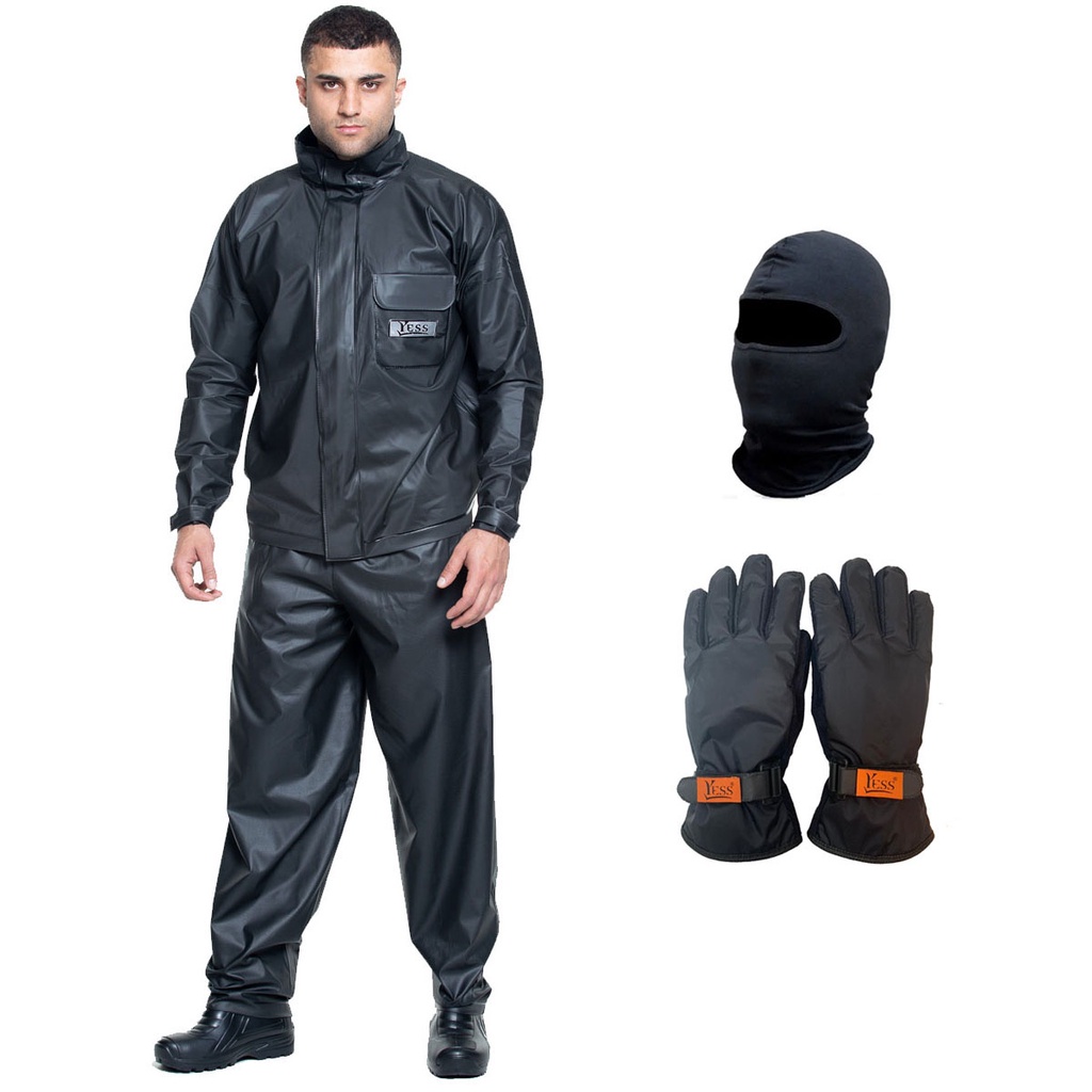 Kit Capa De Chuva Luva Impermeável Balaclava Motoqueiro