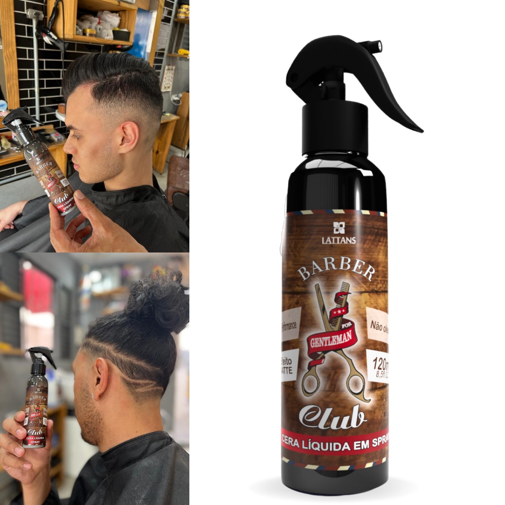 Cera Pomada Liquida Modeladora em Spray Barber Club Lattans 120ml