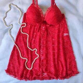 BABY DOLL VERMELHO DE RENDA (POSSUI BOJO)